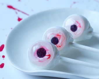 Ghost  Eyeball  Lollipops - Halloween Party Favors - Creepy Candy Gift -  8 PCS