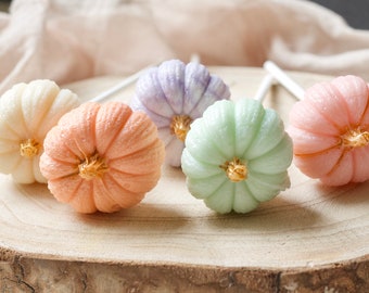 Pastel Pumpkin Lollipops: Thanksgiving Party Favors (Set of 6)