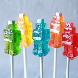 Robot Lollipops - Robotic Party Favor - Boys Goody Bag - Robot Enthusiast - Science Fiction Party - Science  Event - Boys Party Idea - 8 PCS