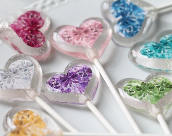 Heart Shaped Birth Stone Lollipop -   Party Favors - Lovers Sweet Candy Gift - Girlfriend Treat - Unique Valentine's Party Ideas  8 Pieces