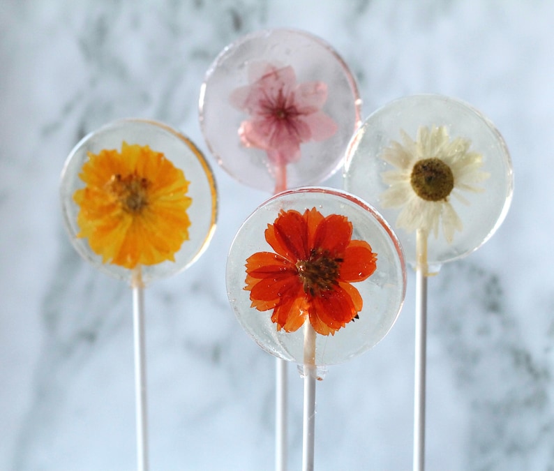 Pressed Flower Lollipop Gift Bridal Engagement Party Baby Shower Events Mixed Flower Romantic Lollipop English Country Garden Theme image 1