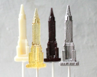 Chrysler Building Lollipops - Real Estate Hostess Gift - Sky Scraper Lollipops - Manhattan Theme Party  Event - Sex and The City Favors