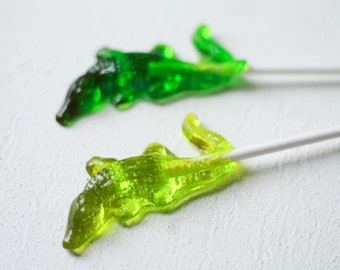 Crocodile - Alligator Lollipop - Reptile  Candy - Zoo Party Theme - Animal Goody Bag - Reptile Lover Gift - Kids Party Favors - 8 PCS