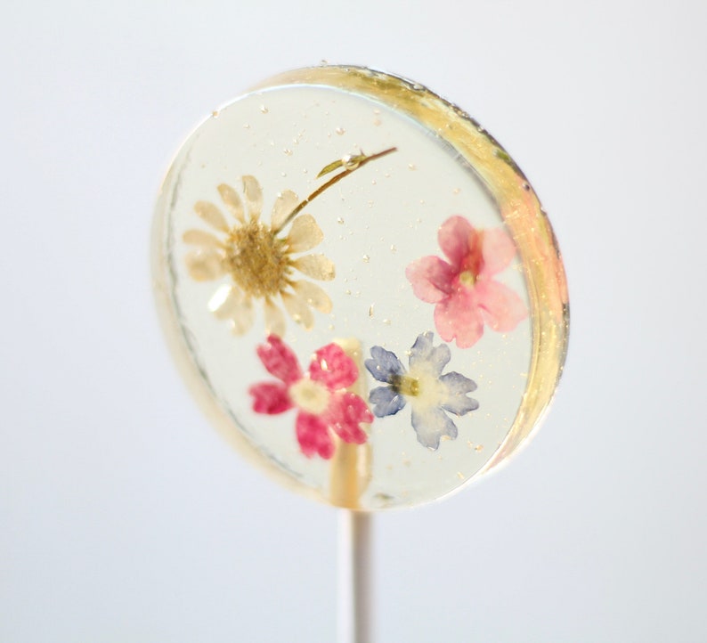 Pressed Flower Lollipop Gift Bridal Engagement Party Baby Shower Events Mixed Flower Romantic Lollipop English Country Garden Theme image 7