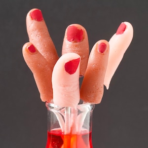Severed Finger Lollipops - Unique Halloween Party Favors - Gruesome Sweet Halloween Treats - Edible Finger Candy-8 Fingers