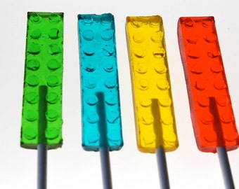 Building Brick Lollipops - Boys Party Favors - Boys Building Party - Construction bricks - Multicolor Building Bricks - Bricks with Bumps- 8