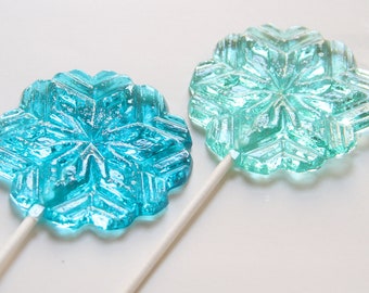 Snowflake Lollipops  -Holiday Hostess Gift -  Christmas Party Lollipops - Winter Wonderland - Stocking Stuffers - Christmas Table - 8 PCS