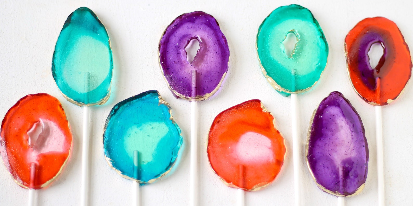 Geode Agate Lollipops Semi Precious Stone Edible Gift Etsy