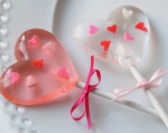 Sweet Heart Lollipop - Valentine Party Favors - Fun Valentine Party Gift - Candy Hearts with Sprinkles -  8 PCS