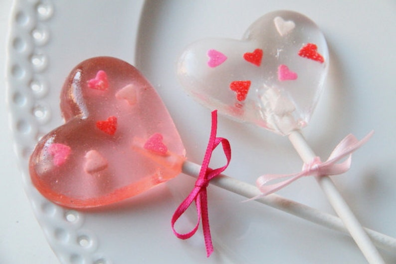 Sweet Heart Lollipop Valentine Party Favors Fun Valentine Party Gift Candy Hearts with Sprinkles 8 PCS image 1