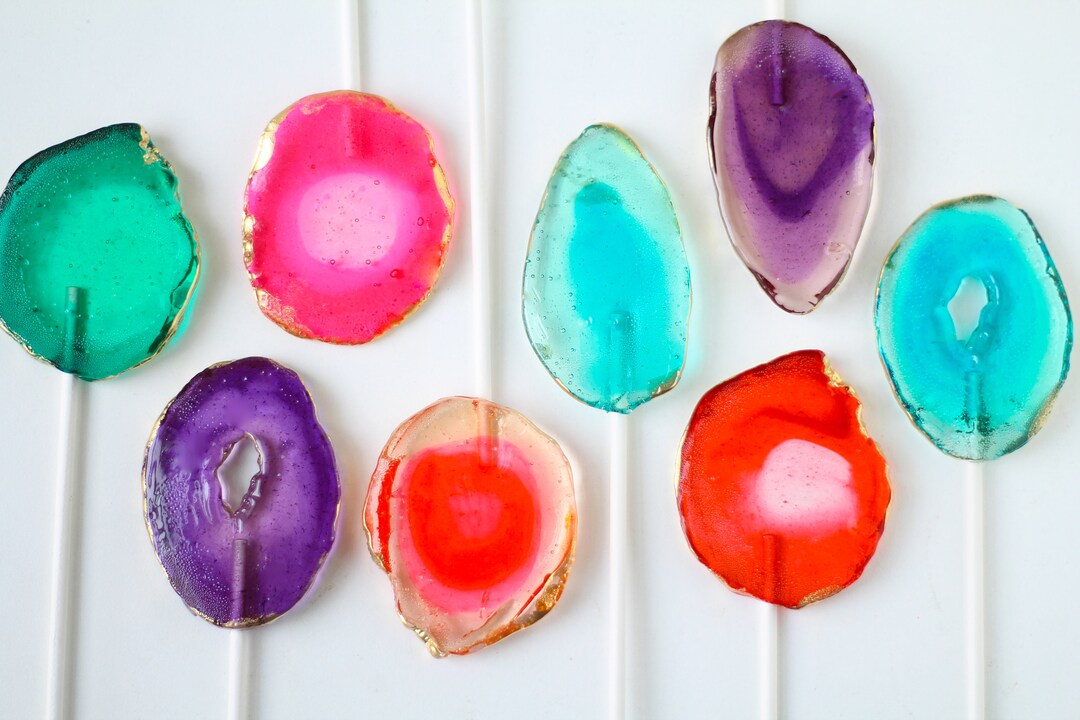 Geode Agate Lollipops Semi Precious Stone Edible Gift Candy Gem Stones