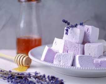 Lavender and Honey Marshmallows - Gourmet Gift - Food Hostess Gift - Lavender Lover Gift - Party Favors - 16-35 PCS