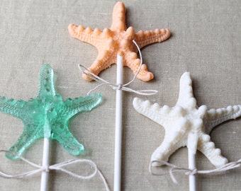 Star Fish Lollipops - Sea Creature Goody Bag - Aquarium Party Favors - Ocean Inspired Edible Gift - Beach Wedding Hostess Gift