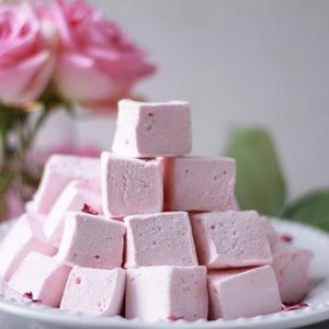 Rose and Honey Marshmallows - Gourmet Foodie Gift -  Bridal Party Favor - Valentines Marshmallow Gift - Pink Theme Dessert Table - 20-35 PCS