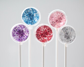 Birthstone Lollipop -  Dazzling Rock Party Favors - Sweet Indulgent Candy Gift - Party Goody Bag Birthstone Hostess Gifts - 8 Pieces