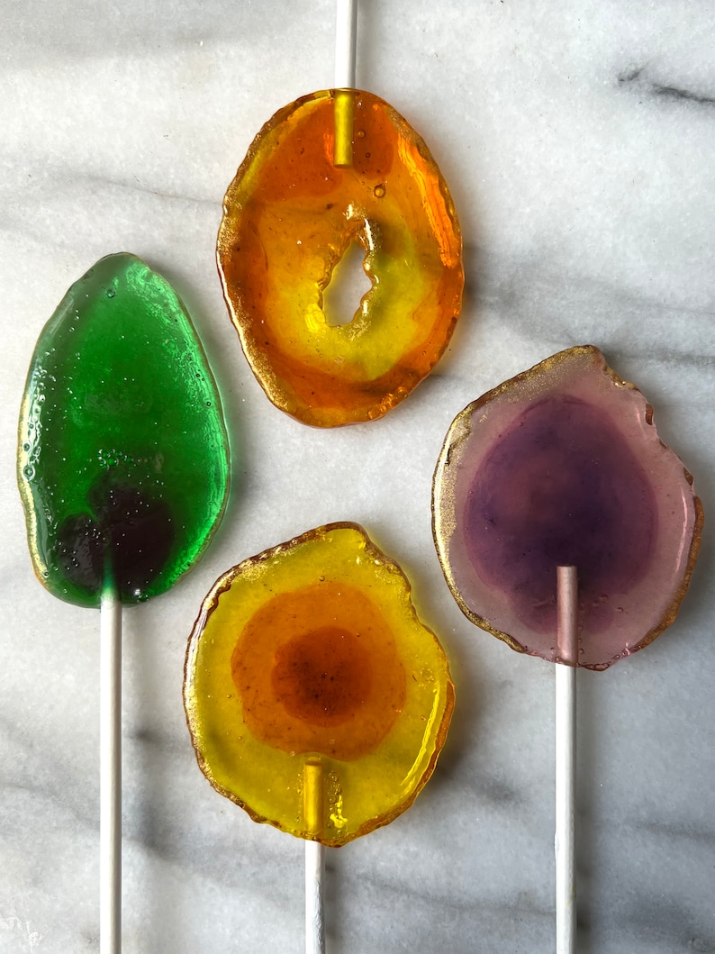 Geode Agate Lollipops Semi Precious Stone Edible Gift Etsy