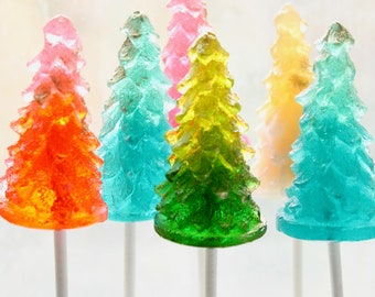 Small Christmas Tree Lollipops - Colorful Christmas Trees - Stocking Stuffer - Fun Holiday Hostess Gift - Christmas Table Decoration - 8 PCS