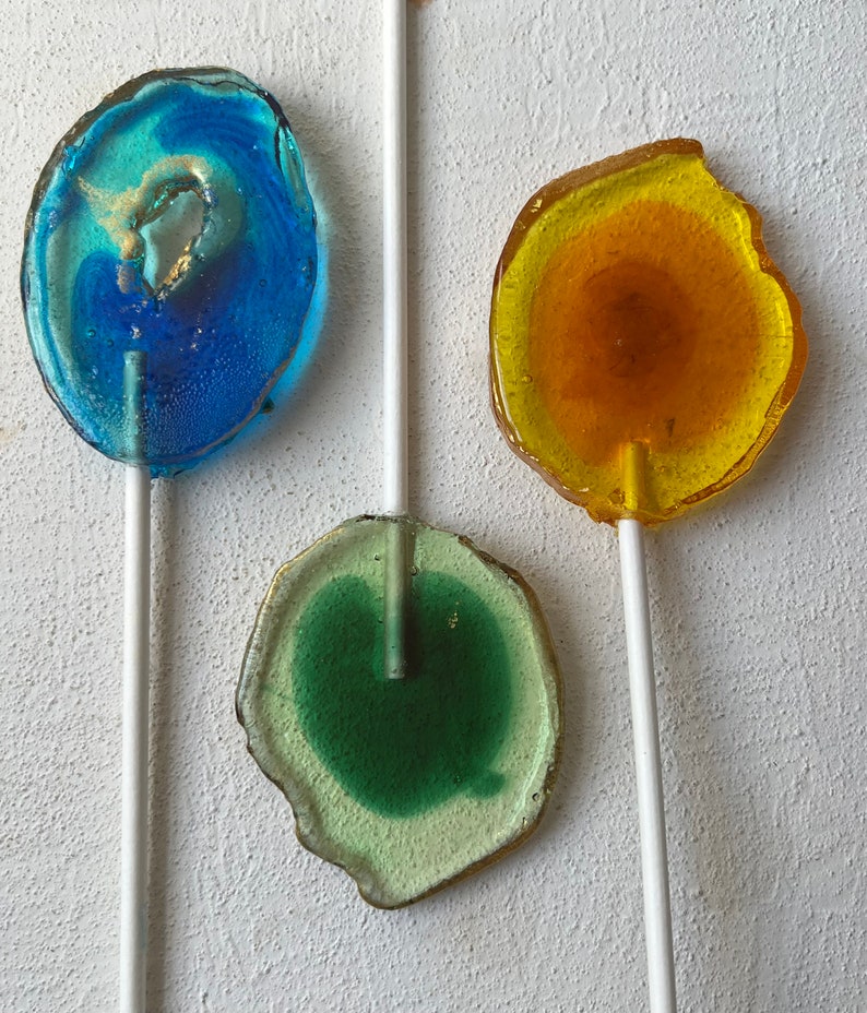 Geode Agate Lollipops Semi Precious Stone Edible Gift Etsy