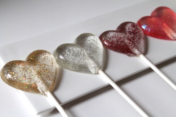 12 LARGE HEART LOLLIPOPS Valentine Lollipops Wedding 