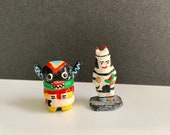 Two Vintage Miniature Hopi Kachina Ceramic Figurines, Palhik Mana Clown