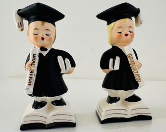 Vintage Graduate Figurines, Made in Japan, Diploma in Hand, Cake Topper