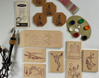 Vintage Rapco Wood Burning Set Project Kit, Templates, Paint, Instructions, Works, Vintage Toy