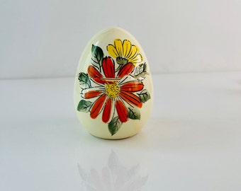 Vintage Ceramic Egg Salt Pepper, Cracked Egg, Floral, Retro Kitchen Lego, Japan