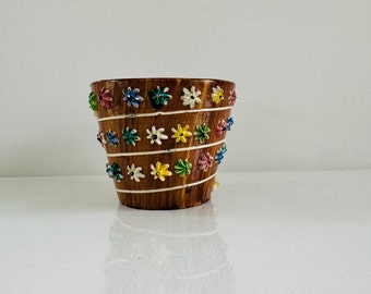 MidCentury Italian 3D Flower Pot, Planter, Hand Painted