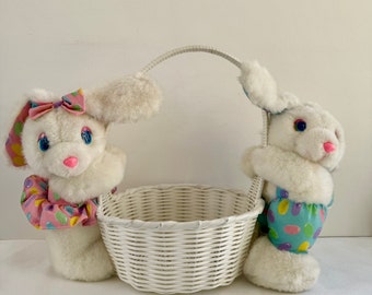 Vintage Easter Basket with 2 Bunnies, 1980’s
