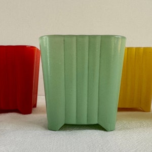 MCM Anchor Hocking Cactus Pots, American Artware Line, Fired On Color, Succulent Glass Planter image 4