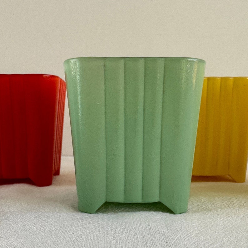 MCM Anchor Hocking Cactus Pots, American Artware Line, Fired On Color, Succulent Glass Planter image 4