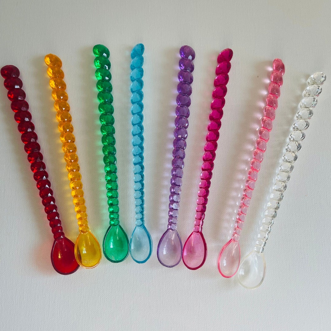 8 Swizzle Stick Spoons Ice Tea Spoons Rainbow Etsy