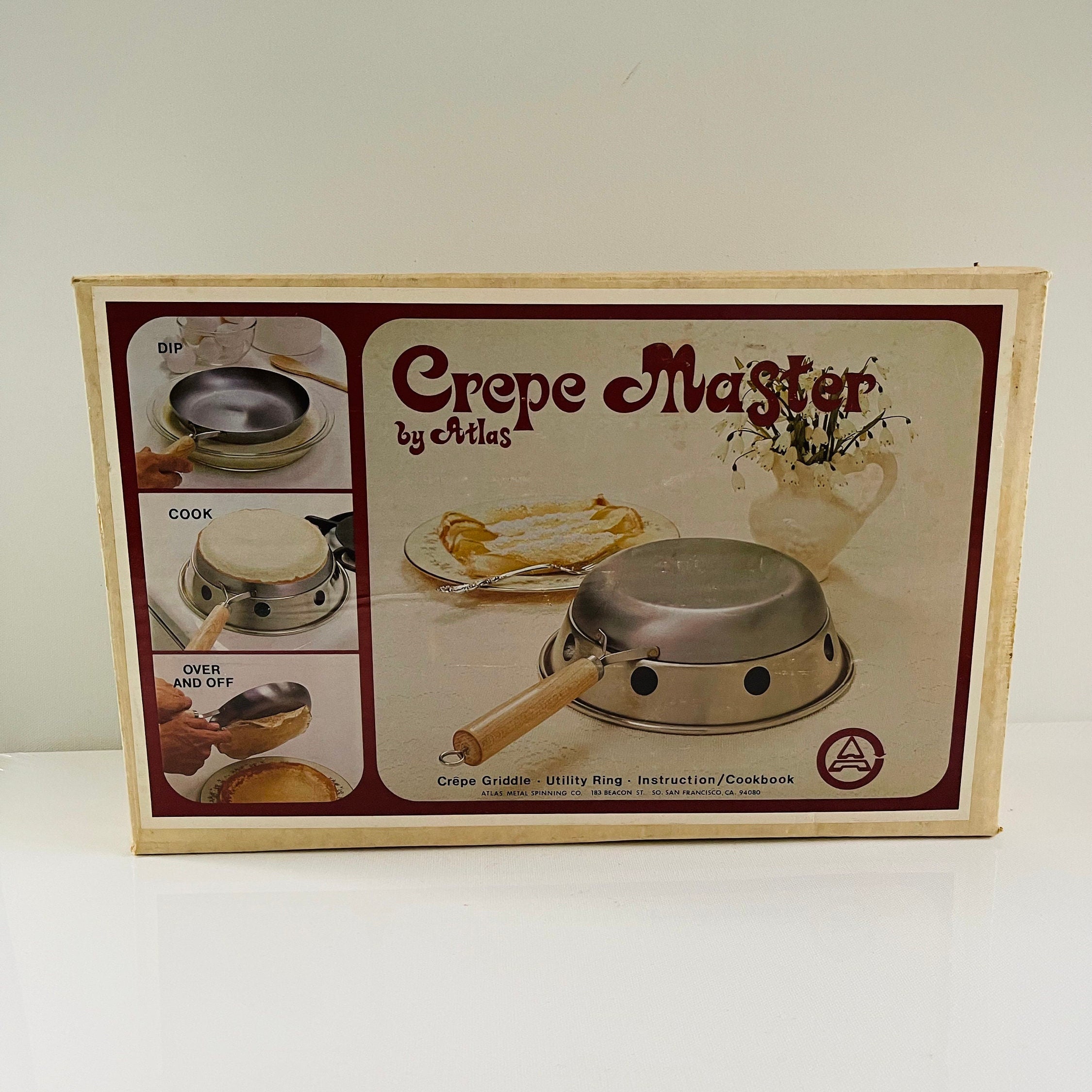 Vintage Creative Cookware Cast Iron 8” Crepe Maker Pan Wood Handle USA  1970's