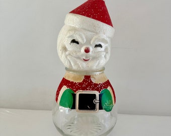 Vintage Christmas Styrofoam Head Candy Jar Dish Santa Flavour Candy Co.