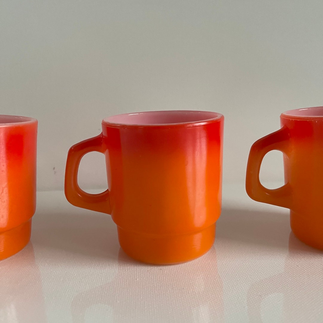 Vintage Anchor Hocking Fire King Orange Ombre Milk Glass Mug Etsy UK