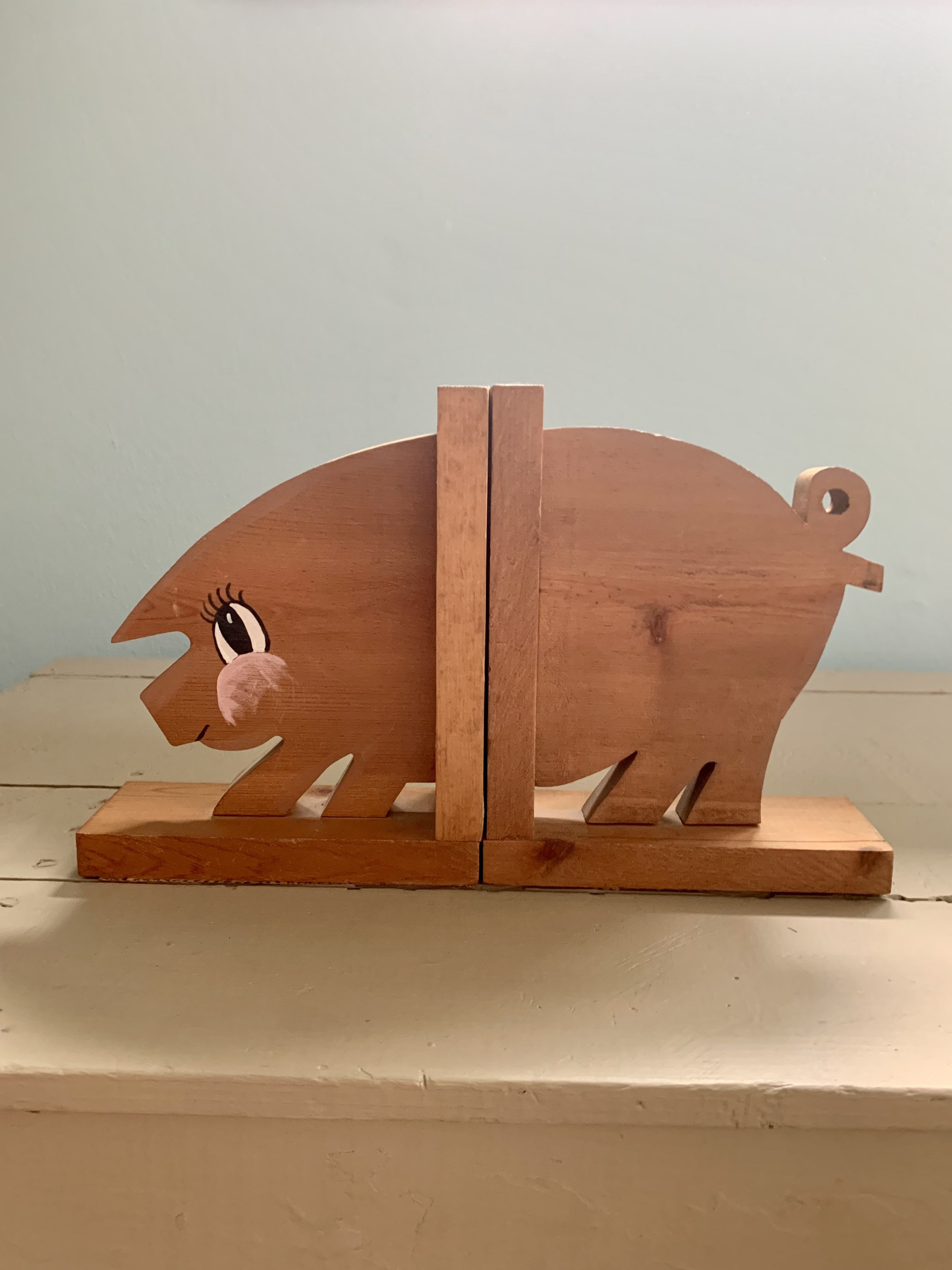 Two Sides of a Pig Bookends Whimsical Pig Bookends Etsy