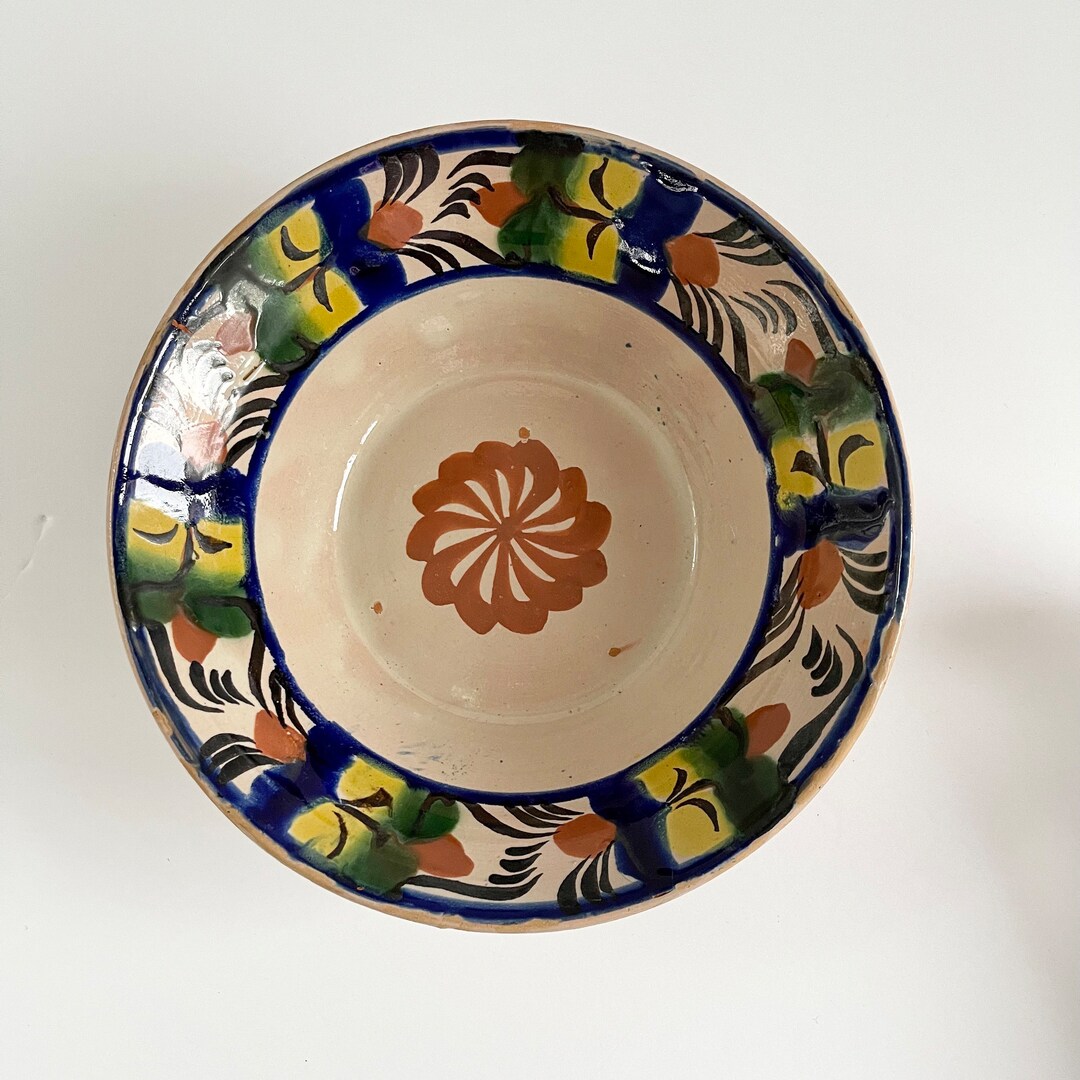Rustic Mexican Soup Bowl Redware Decorative Mexican Folk Art Etsy