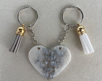 Gebrochenes Herz Kristall Schlüsselanhänger Set • Paar Schlüsselanhänger • Beste Freundin Geschenk • Passende Herz Schlüsselanhänger • Jahrestagsgeschenk für Sie & Ihn