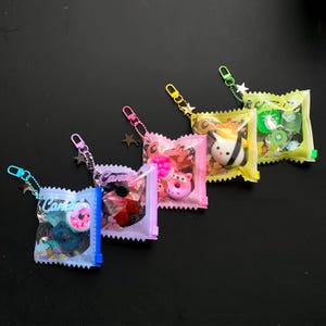 1 FOOD SQUISHY pack KEYCHAIN | fruit | sushi | fruit salad | donut | rainbow candy |  fidget sensory toy trinkets accessory | charm set