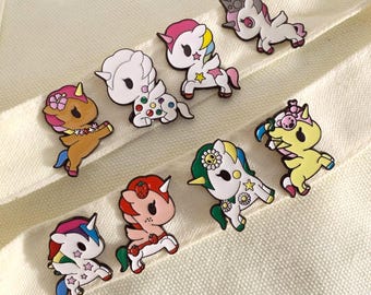TOKIDOKI UNICORN PEGASUS enamel Pin | strawberry floral flower | collectible | retro