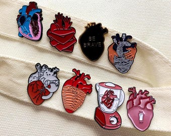 1 HEART ANATOMY Enamel PIN | Grey's Anatomy | Cat | Brave | abstract | heartbreak | Biology Organ Diagram | Love | Love Hurts | Electronics