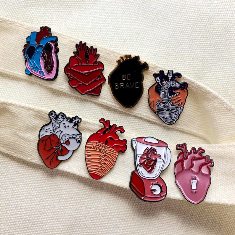 1 HEART ANATOMY Enamel PIN | Grey's Anatomy | Cat | Brave | Abstract ...