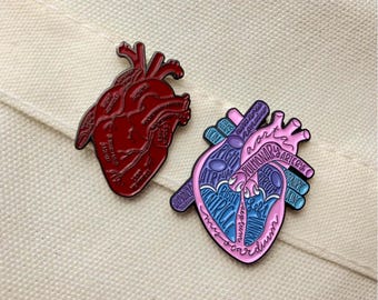 1 Lg HEART ANATOMY Enamel PIN | Grey's Anatomy | Biology | Organ Diagram | Love | Medical | Doctor