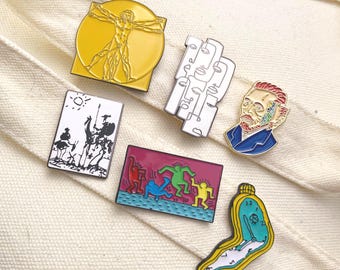 1 ARTIST PAINTER enamel PIN | Da Vinci | Dali | Van Gogh | Picasso | keith haring | art | painting | art history |