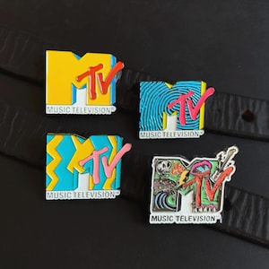 1 MTV Enamel PIN | MUSIC Television | retro | 80's | vintage style | entertainment | colorful ALL 4!