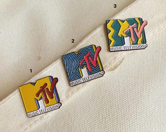 1 MTV Enamel PIN | MUSIC Television | retro | 80's | vintage style | entertainment | colorful