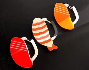 1 MODERN Japanese SUSHI CARABINER | Tuna | Shrimp | salmon | trinket | stationary | Food | acrylic | charm | accessories | keychain | kawaii