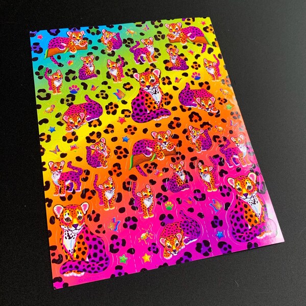 VINTAGE LISA FRANK Leopard Cheetah Sticker sheet | print | rainbow | puppy | animal | psychedelic | butterfly