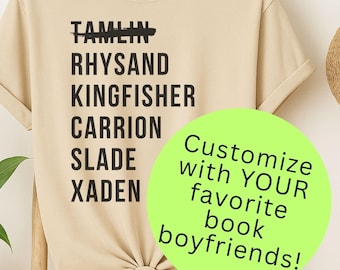Custom Romantasy Book Boyfriend T-Shirt: ACOTAR, Fourth Wing Fan Tee, Brimstone