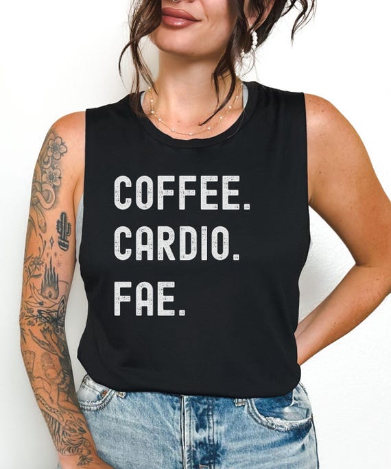 Coffee Cardio Fae Workout Tank: Romantasy Gym Shirt
